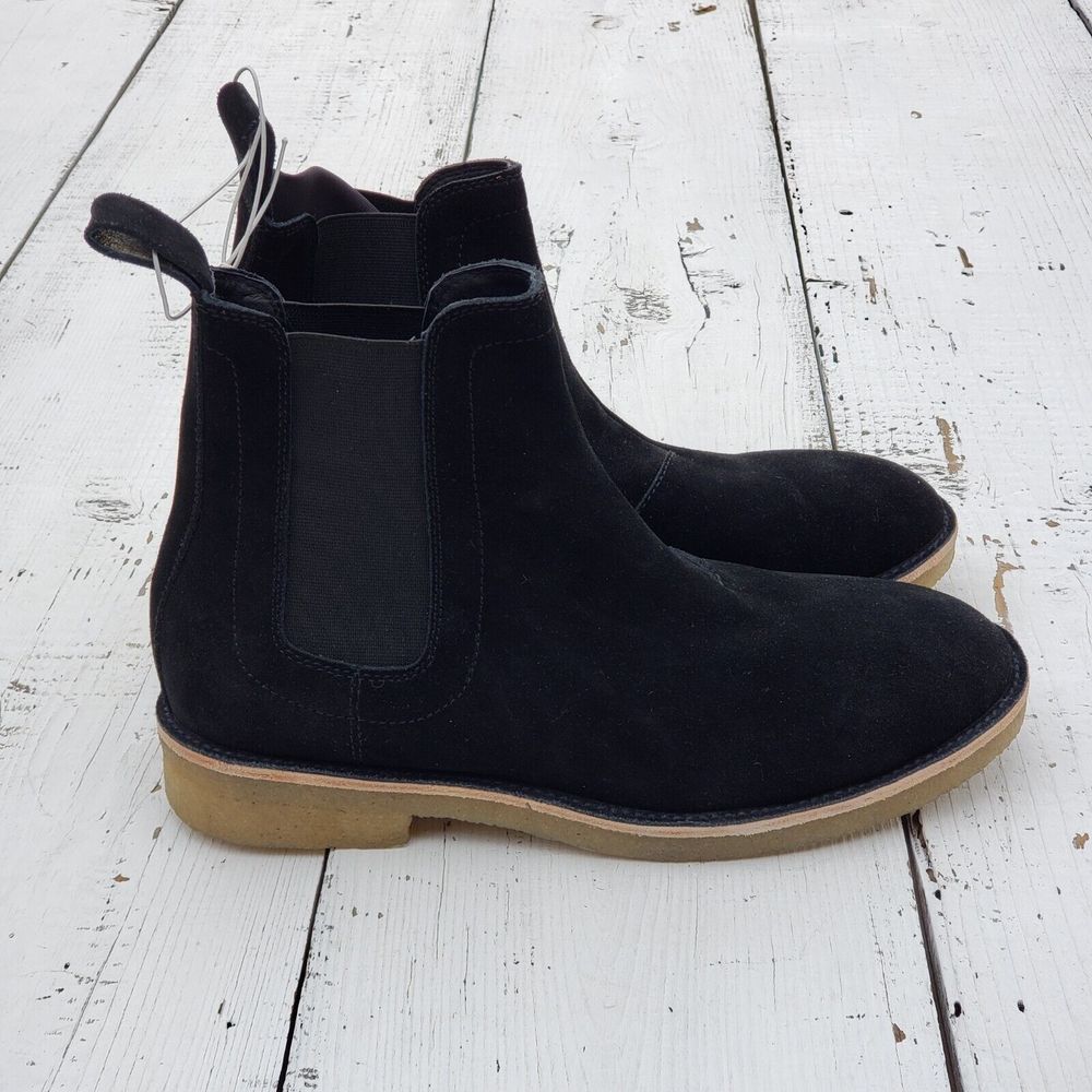 Civil Regime Black Suede Leather Pull On Chelsea Boots Mens Sz 7 Womens 8.5 / 39